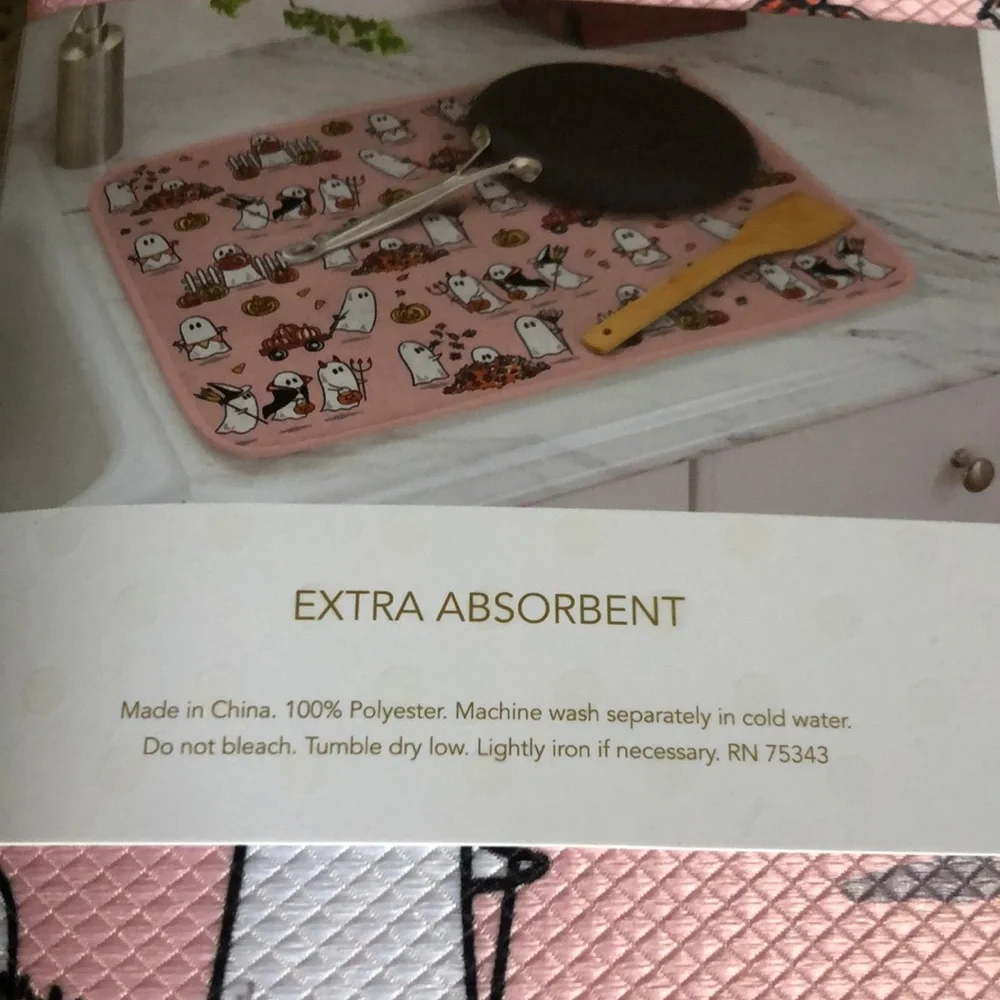 Isaac Mizrahi Pink Ghost Dish Drying Mats